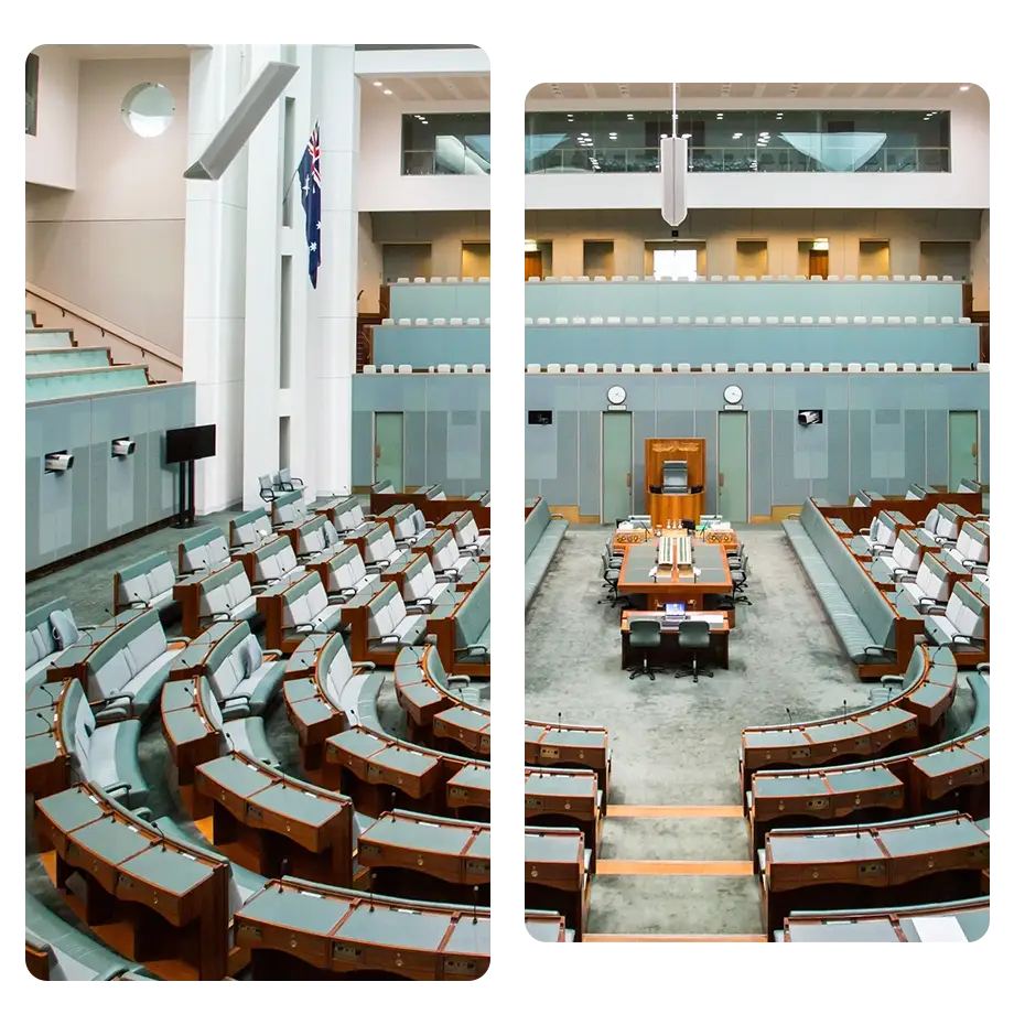 An empty Parliament house in Canberra