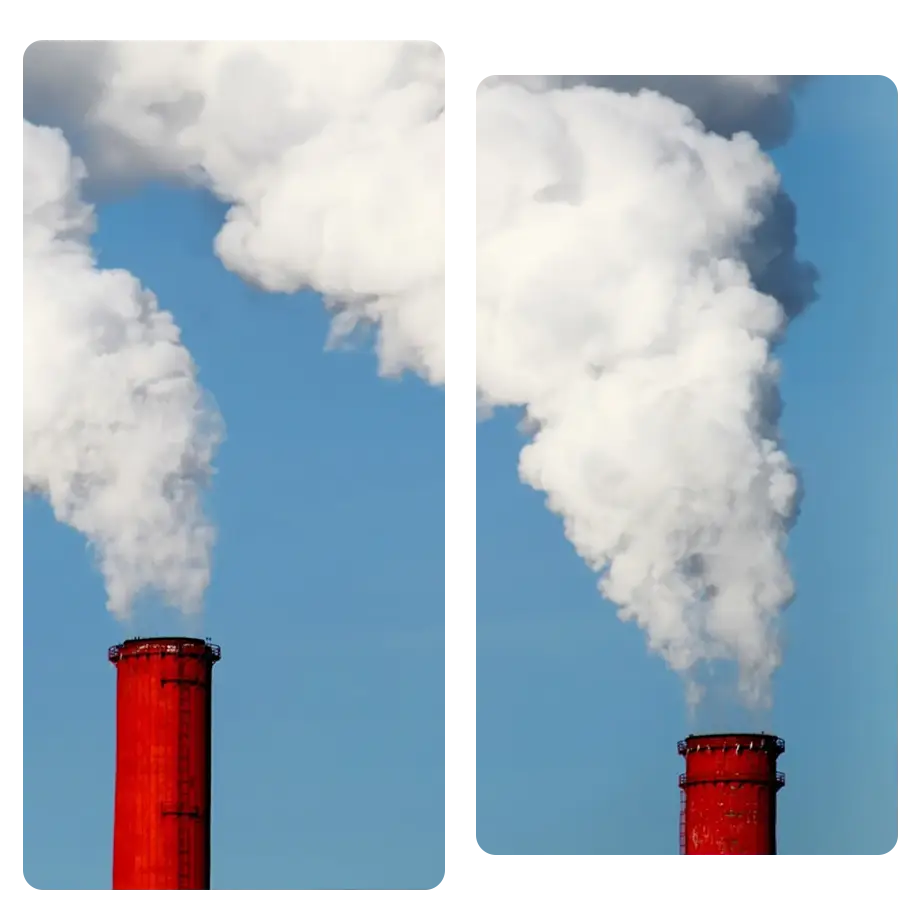 industrial-header Factory with smoke coming out of stacks