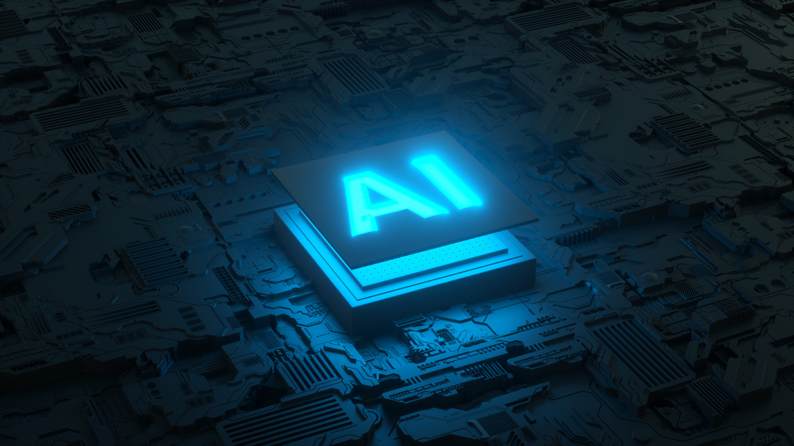 Image of AI text and microprocessor